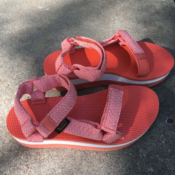 **SOLD***Orange and white platform Tevas - Picture 5 of 5
